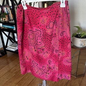 Worthington Fuchsia Paisley Silk Skirt